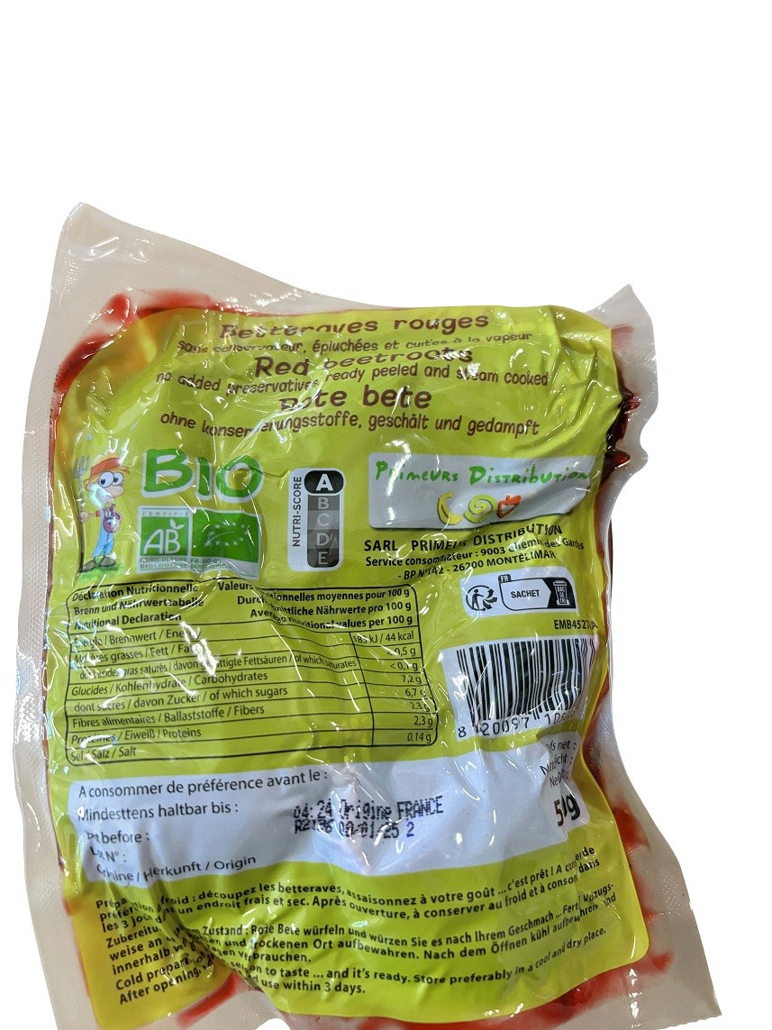 BETTERAVES ROUGES BIOLOGIQUE 500GR