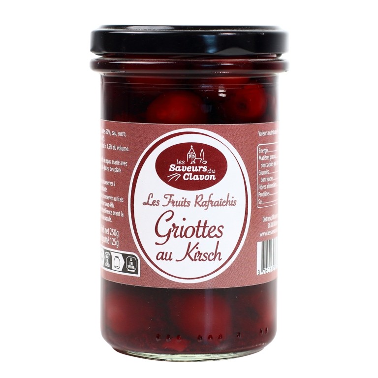 LES GRIOTTES RAFRAICHIES AU KIRSCH Bocal 277 Ml