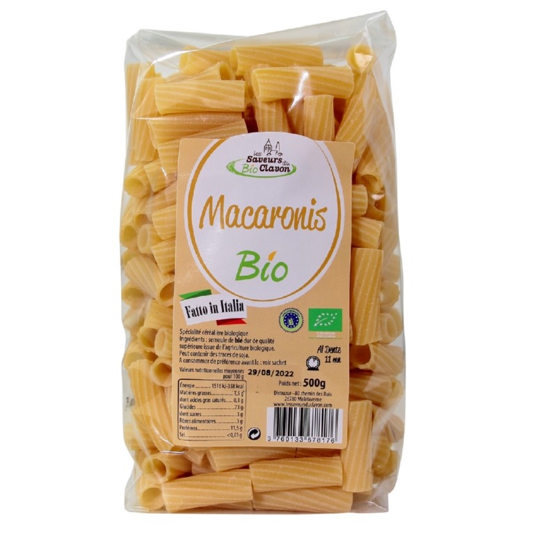 MACARONIS BIO A LA SEMOULE DE BLE DUR 500g