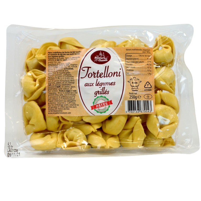 TORTELLINIS AUX LEGUMES GRILLES Barquettes 250 Gr