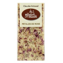 chocolat blanc et pétales de roses - les saveurs du clavon 110g