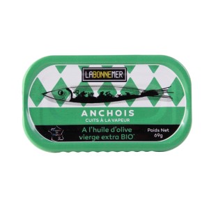 BOITE D'ANCHOIS A L'HUILE D'OLIVE VIERGE EXTRA BIO "LA BONNEMER" 69 g