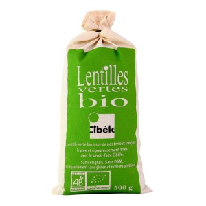 LENTILLES VERTES BIO - SACHET TOILE 500GR